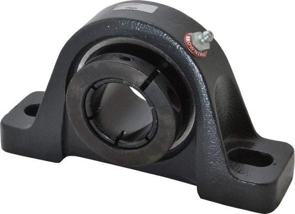 Browning - 1-1/2" ID, 7-1/8" OAL x 4" OAH Pillow Block - 4,467 Lb Static Cap, 7,340 Lb Dyn Cap, 5-3/8" Btw Mnt Hole Ctrs, 2" Base-to-Ctr Ht, Cast Iron - Exact Tool & Supply