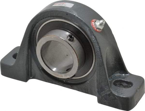 Browning - 1-11/16" ID, 7-3/8" OAL x 4-1/4" OAH Pillow Block Air Handling - 5,139 Lb Static Cap, 7,901 Lb Dyn Cap, 5-21/32" Btw Mnt Hole Ctrs, 2-1/8" Base-to-Ctr Ht, Cast Iron - Exact Tool & Supply