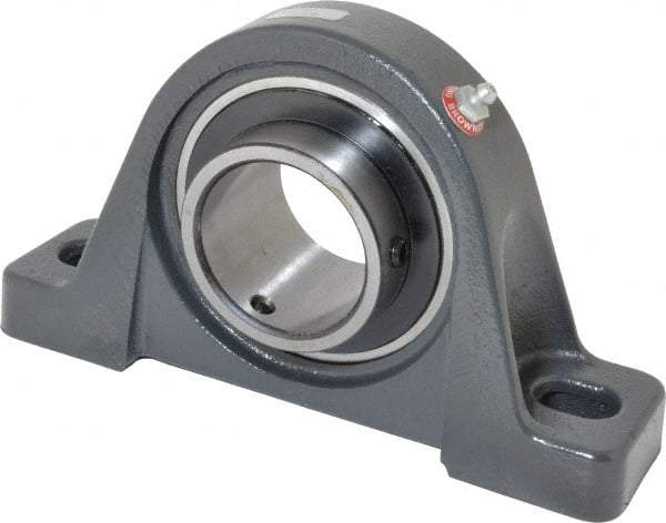 Browning - 2-3/16" ID, 8-13/16" OAL x 4-31/32" OAH Pillow Block Air Handling - 6,601 Lb Static Cap, 9,752 Lb Dyn Cap, 6-15/16" Btw Mnt Hole Ctrs, 2-1/2" Base-to-Ctr Ht, Cast Iron - Exact Tool & Supply