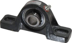 Browning - 5/8" ID, 4-7/8" OAL x 2-7/32" OAH Pillow Block Air Handling - 1,444 Lb Static Cap, 2,611 Lb Dyn Cap, 3-7/16" Btw Mnt Hole Ctrs, 1-3/16" Base-to-Ctr Ht, Cast Iron - Exact Tool & Supply