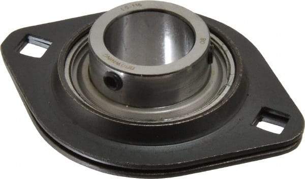 Browning - 1" ID, 3-3/4" OAL x 2-13/16" OAH 2-Bolt Flange - 1,651 Lb Static Cap, 2,801 Lb Dyn Cap, 3" Btw Mnt Hole Ctrs, 1-13/32" Base-to-Ctr Ht, Stamped Steel - Exact Tool & Supply