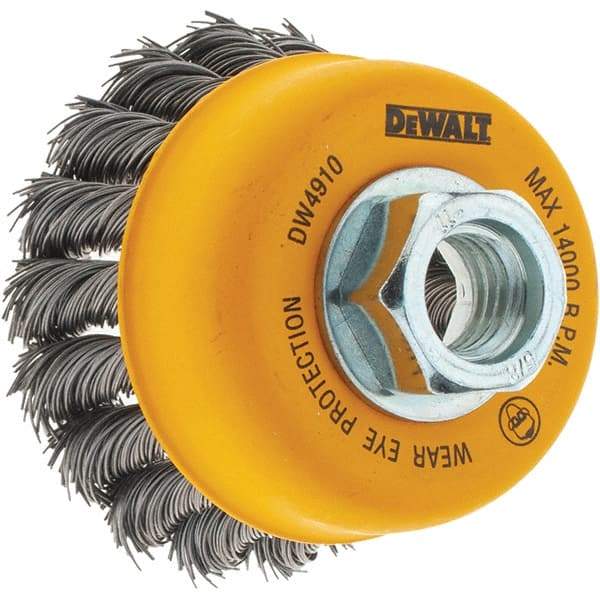 DeWALT - 5/8-11 Threaded Arbor, Cup Brush - 0.02 Wire Diam - Exact Tool & Supply