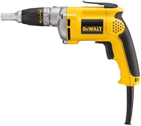 DeWALT - Pistol Grip Handle, 4,000 RPM, 81 In/Lb Torque, Electric Screwdriver - 1/4" Bit Holder, 120 Volts, 6.3 Amps - Exact Tool & Supply