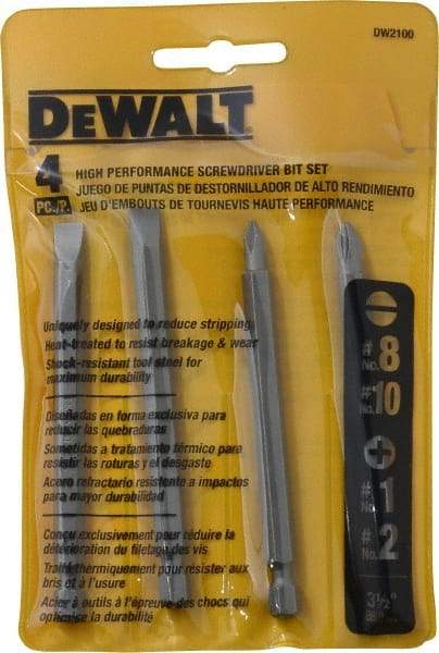 DeWALT - 4 Piece, Bit Set - Phillips, Slotted Point - Exact Tool & Supply