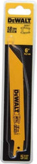 DeWALT - 6" Long x 3/4" Thick, Bi-Metal Reciprocating Saw Blade - Straight Profile, 18 TPI, Toothed Edge, Universal Shank - Exact Tool & Supply