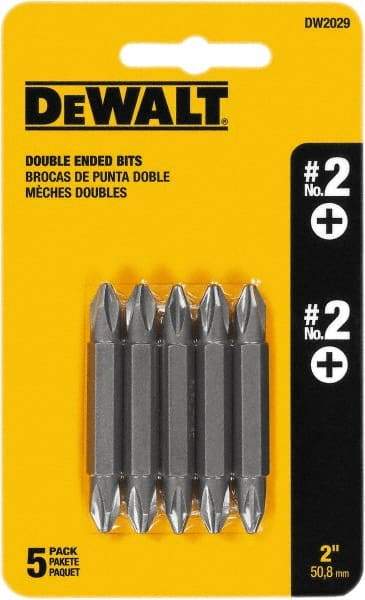 DeWALT - #2, Reversible Phillips Screwdriver Pack Standard Bit - 1/4" Drive, 2" OAL - Exact Tool & Supply