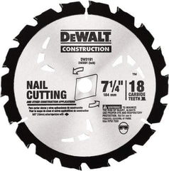 DeWALT - 7-1/4" Diam, 18 Tooth Wet & Dry Cut Saw Blade - Carbide-Tipped, Standard Round Arbor - Exact Tool & Supply