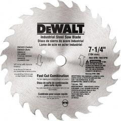 DeWALT - 7-1/4" Diam, 20 Tooth Wet & Dry Cut Saw Blade - Steel, Standard Round Arbor - Exact Tool & Supply