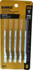 DeWALT - 3" Long, 12 Teeth per Inch, High Carbon Steel Jig Saw Blade - Toothed Edge, 1/4" Wide x 0.06" Thick, T-Shank - Exact Tool & Supply