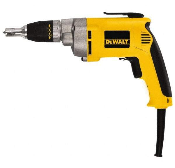 DeWALT - Pistol Grip Handle, 2,500 RPM, 132 In/Lb Torque, Electric Screwdriver - 1/4" Bit Holder, 120 Volts, 6.5 Amps - Exact Tool & Supply