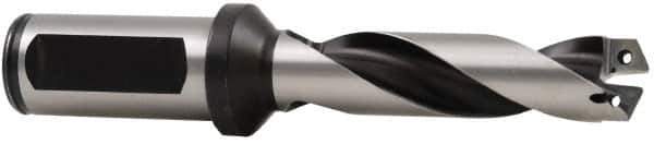 Allied Machine and Engineering - Series 2.5, 30 to 35mm Diam, 32mm Diam Straight Shank with Flange, Helical Flute Spade Drill - 288.9mm Max Depth, 335.4mm Body Length, 389.7mm OAL, Extended Length, Through Coolant - Exact Tool & Supply