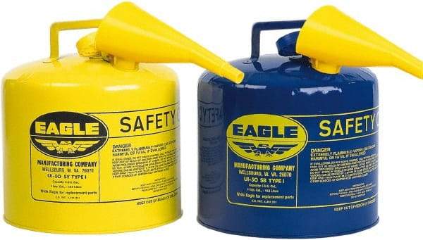 Eagle - 5 Gal Galvanized Steel Type I Safety Can - 13-1/2" High x 12-1/2" Diam, Blue - Exact Tool & Supply