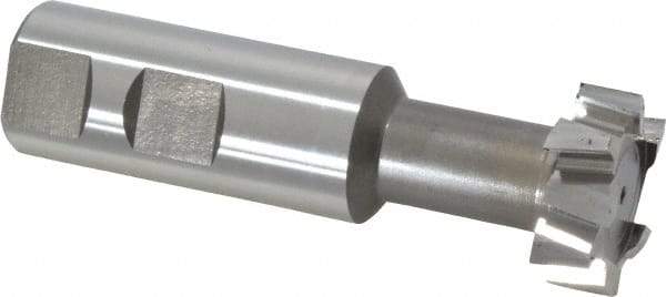 Interstate - 1-1/4" Cut Diam, 31/64" Cut Width, 21/32" Neck Diam, 1" Shank Diam, 3-15/16" OAL, M42 Cobalt T-Slot Cutter - Uncoated, 5/8" Bolt, Straight Teeth, 10 Teeth - Exact Tool & Supply