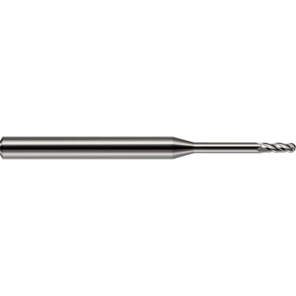 Harvey Tool - 0.045" Diam, 0.135" LOC, 4 Flute Solid Carbide Ball End Mill - Exact Tool & Supply