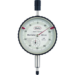 Mahr - Dial Drop Indicators; Maximum Measurement (Inch): 0.4 ; Maximum Measurement (mm): 10 ; Dial Graduation (mm): 0.0100 ; Dial Graduation (Decimal Inch): 0.000400 ; Dial Reading: 100-0 ; Dial Diameter (mm): 50.00 - Exact Tool & Supply