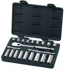 21 Piece - 3/8" Drive - 6 & 12 Point - Socket & Ratchet Set SAE - Exact Tool & Supply