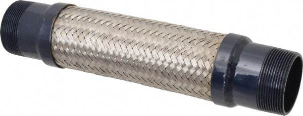 Mason Ind. - 2" Pipe, Braided Stainless Steel Single Arch Hose Pipe Expansion Joint - 12" Long, 360 Max psi, Male NPT - Exact Tool & Supply