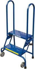 Ballymore - 32" 2 Step Ladder - Portable Folding Safety Ladder, 350 Lb Capacity, 20" Platform Height, 24" Base Width x 17" Base Depth, Perforated Tread - Exact Tool & Supply
