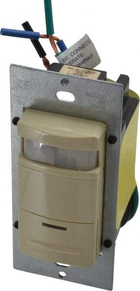 Leviton - 2,100 Square Ft. Coverage, Infrared Occupancy Sensor Wall Switch - 800 at 120 V Incandescent, 1,200 at 120 V and 2,700 at 277 V Fluorescent, 120 to 277 VAC, Ivory - Exact Tool & Supply