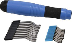 Noga - 21 Piece Cobalt, High Speed Steel Blade Hand Deburring Tool Set - S100;N1 Blades, For Holes, Straight Edge, Curved Edge - Exact Tool & Supply