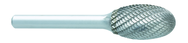 SE-7 -- 19mm x 25mm LOC x 6mm Shank x 50mm OAL Egg Shape Carbide Medium Tough Cut Burr - Exact Tool & Supply