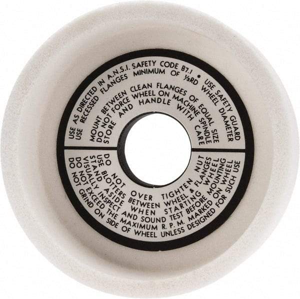 Grier Abrasives - 5" Diam, 1-1/4" Hole Size, 1-1/2" Overall Thickness, 80 Grit, Type 6 Tool & Cutter Grinding Wheel - Medium Grade, Aluminum Oxide, K Hardness, Vitrified Bond, 4,966 RPM - Exact Tool & Supply