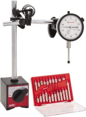 Starrett - 0.001" Graduation, 1" Max Meas, 0-100 Dial Reading, Dial Indicator & Base Kit - 0.001" Resolution, 63mm Base Length x 50mm Base Width x 55mm Base Height - Exact Tool & Supply
