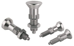 Gibraltar - M10x1, 15mm Thread Length, 5mm Plunger Diam, Lockout Knob Handle Indexing Plunger - Plunger Style D, 17mm Body Length, 43.5mm OAL, Stainless Steel - Exact Tool & Supply