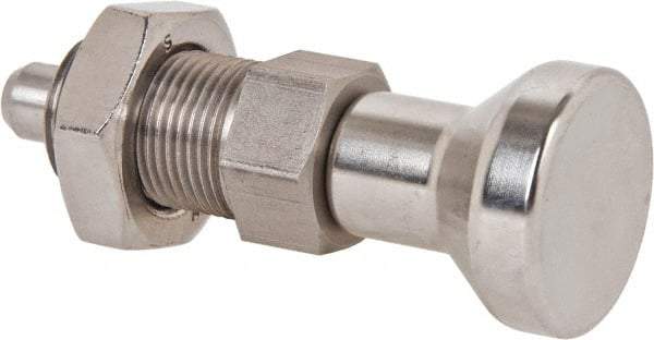 Gibraltar - M20x1.5, 25mm Thread Length, 10mm Plunger Diam, Lockout Knob Handle Indexing Plunger - Plunger Style B, 28mm Body Length, 83mm OAL, Stainless Steel - Exact Tool & Supply