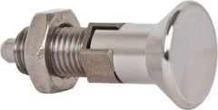Gibraltar - M12x1.5, 17mm Thread Length, 6mm Plunger Diam, Lockout Knob Handle Indexing Plunger - Plunger Style D, 20mm Body Length, 51.7mm OAL, Stainless Steel - Exact Tool & Supply