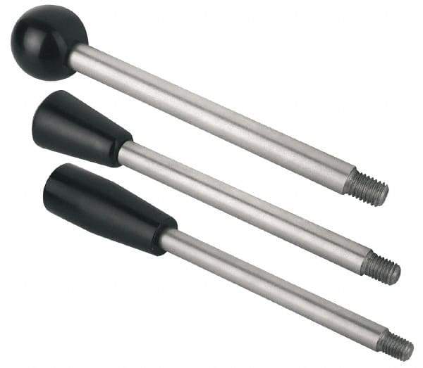 Gibraltar - M10x1.5 Stem, 1.18" Knob Diam, 0.47" Shaft Diam, Type C Gear Lever with Taper End - 0.59" Thread Length, 5-3/4" Handle Length, Stainless Steel Shaft, Phenolic Knob - Exact Tool & Supply