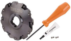 Kennametal - Arbor Hole Connection, 5/16" Cutting Width, 1.435" Depth of Cut, 5" Cutter Diam, 1-1/4" Hole Diam, 6 Tooth Indexable Slotting Cutter - 90° LN Toolholder, LNE 1245... Insert - Exact Tool & Supply