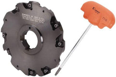 Kennametal - Arbor Hole Connection, 3/8" Cutting Width, 1.466" Depth of Cut, 5" Cutter Diam, 1-1/4" Hole Diam, 4 Tooth Indexable Slotting Cutter - 90° LN Toolholder, LNE 1245... Insert - Exact Tool & Supply