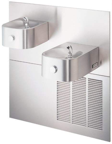 Halsey Taylor - 7.5 GPH Cooling Capacity Barrier Free Wall Mounted Water Cooler & Fountain - Bi-Level, 40 to 105 psi, 120 VAC Volts, 370 Watts, 4.0 Full Load Amperage, Stainless Steel - Exact Tool & Supply