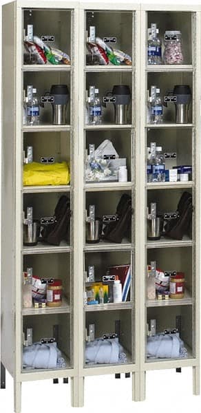 Hallowell - 18 Door, 6 Tier, Safety-View Plus Box Lockers - Exact Tool & Supply