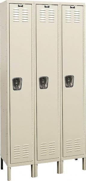 Hallowell - 3 Door, 1 Tier, Galvanite Corrosion Resistant Wardrobe & Box Lockers - Exact Tool & Supply