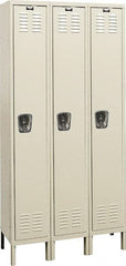 Hallowell - 3 Door, 1 Tier, Galvanite Corrosion Resistant Wardrobe & Box Lockers - Exact Tool & Supply