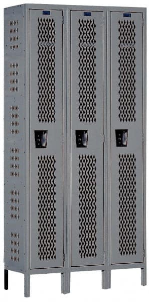 Hallowell - 3 Door, 1 Tier, Heavy-Duty Ventilated Wardrobe & Box Lockers - Exact Tool & Supply