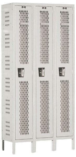 Hallowell - 3 Door, 1 Tier, Heavy-Duty Ventilated Wardrobe & Box Lockers - Exact Tool & Supply