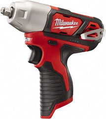 Milwaukee Tool - 3/8" Drive 12 Volt Pistol Grip Cordless Impact Wrench & Ratchet - 0 to 2,500 RPM, 0 to 3,300 BPM, 100 Ft/Lb Torque, Lithium-Ion Batteries Not Included - Exact Tool & Supply