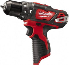 Milwaukee Tool - 12 Volt 3/8" Keyless Chuck Cordless Hammer Drill - 0 to 22,500 BPM, 0 to 400 & 0 to 1,500 RPM, Reversible - Exact Tool & Supply