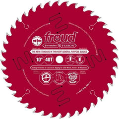 Freud - 10" Diam, 5/8" Arbor Hole Diam, 40 Tooth Wet & Dry Cut Saw Blade - Carbide-Tipped, Standard Round Arbor - Exact Tool & Supply