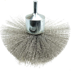 Weiler - End Brushes; Brush Diameter (Inch): 4 ; Fill Material: Stainless Steel ; Filament/Wire Diameter Range (Decimal Inch): 0.0201 and Above ; Filament/Wire Diameter (Decimal Inch): 0.0080 ; Wire Type: Crimped Wire ; Bridled: No - Exact Tool & Supply