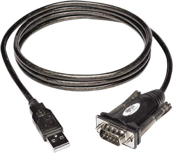 Tripp-Lite - 5' Long, USB A (Male); DB9 (Male) Computer Cable - Black, Male - Exact Tool & Supply