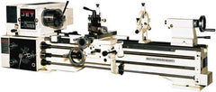 Jet - 13" Swing, 40" Between Centers, 230 Volt, Single Phase Bench Lathe - 5MT Taper, 2 hp, 60 to 1,240 RPM, 1-3/8" Bore Diam, 32" Deep x 45" High x 71" Long - Exact Tool & Supply