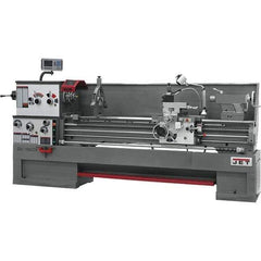 Jet - 18" Swing, 80" Between Centers, 230 Volt, Triple Phase Engine Lathe - 7MT Taper, 7-1/2 hp, 25 to 1,800 RPM, 3-1/8" Bore Diam, 40" Deep x 49" High x 136" Long - Exact Tool & Supply