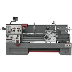 Jet - 16" Swing, 60" Between Centers, 230 Volt, Triple Phase Engine Lathe - 7MT Taper, 7-1/2 hp, 25 to 1,800 RPM, 3-1/8" Bore Diam, 44-1/2" Deep x 65-1/2" High x 117" Long - Exact Tool & Supply