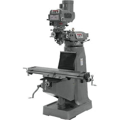 Jet - 9" Table Width x 49" Table Length, Variable Speed Pulley Control, 3 Phase Knee Milling Machine - R8 Spindle Taper, 3 hp - Exact Tool & Supply