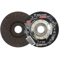 WALTER Surface Technologies - 60 Grit, 4-1/2" Wheel Diam, 5/64" Wheel Thickness, 7/8" Arbor Hole, Type 27 Depressed Center Wheel - 13,300 Max RPM - Exact Tool & Supply