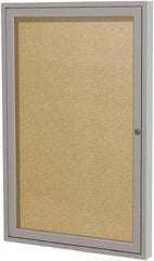 Ghent - 36" Wide x 24" High Enclosed Cork Bulletin Board - Vinyl, Caramel - Exact Tool & Supply